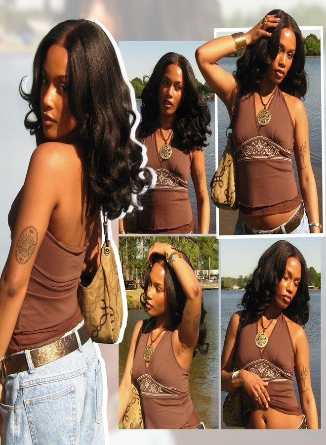 Quantum Love V Part Yaki Curly Wigs for Black Women Afro Curly V Part Synthetic Wig 16Inch Natural Black No Leave out Clip in Half Wig - Image 3